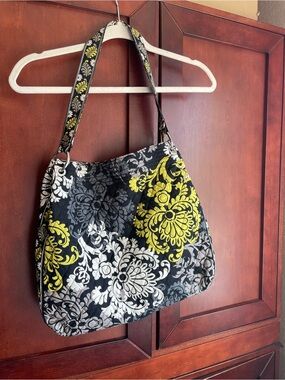 Vera Bradley Yellow Black White Baroque Holiday Tote *retired pattern